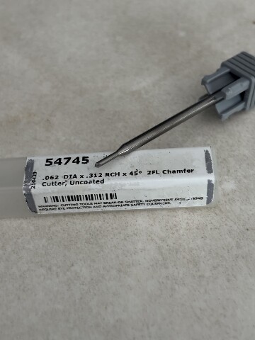 1/16" 2 Flute 90 Degree Included Angle Carbide Chamfer Mill 1/8" Shank Diameter