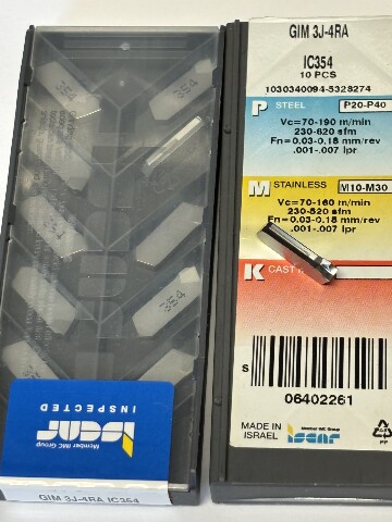 GIM 3J-4RA IC354 SINGLE END CARBIDE CUTOFF INSERTS 10/PACK