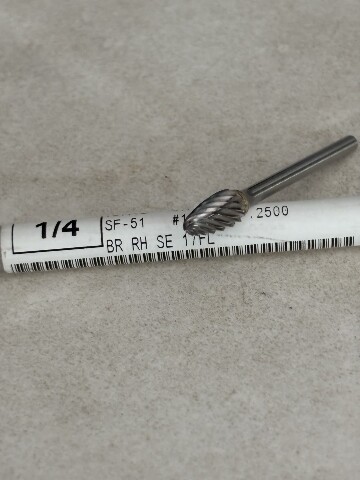 SF-51 CARBIDE BURR 1/4" TREE SHAPE WITH RADIUS END COARSE CUT