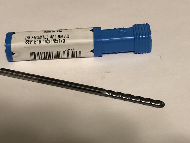 .125" 1/8" 4 Flute Extra Long Length AlTiN Coated Carbide Ball End Mill