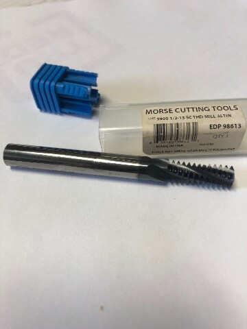 1/2-13 4 Flute Multi-Form Helical Flute TiAlN Coated Carbide Thread Mill