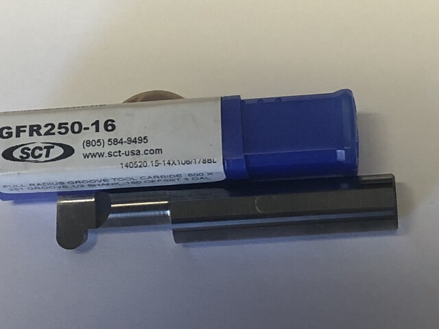 1/2" SOLID CARBIDE FULL RADIUS GROOVING TOOL .250" WIDE