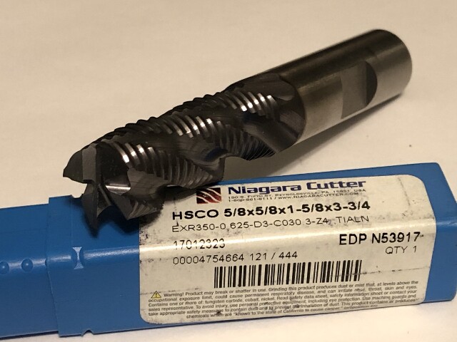 .625" 5/8" 4 FLUTE REGULAR LENGTH FINE PITCH TiAlN HSCO ROUGHING END MILL