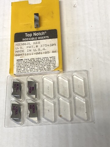 NG 3062L K68 .062" TOP NOTCH STYLE GROOVING INSERTS PACK OF 5
