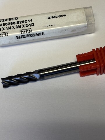 .250" 1/4" 5 FLUTE SINGLE END TiAlN  COATED CARBIDE END MILL CORNER RADIUS