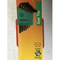 Set of 8 Star Wrenches, Short Length T6-T25