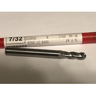 .2188" 7/32" 4 FLUTE SINGLE END CARBIDE BALL END MILL