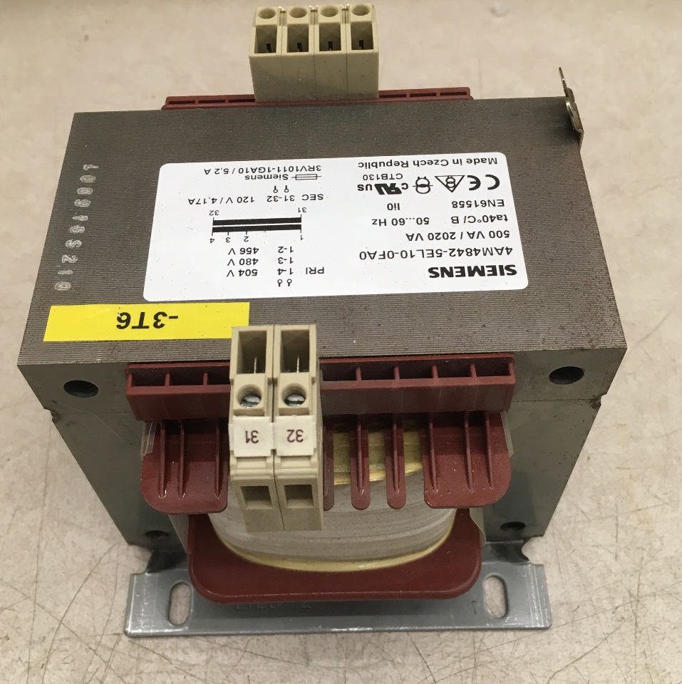Siemens Transformer Primary 480V Secondary 120V 500 VA/2020 VA, 50/60