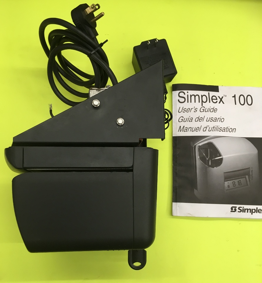 SIMPLEX 100 Time Clock & Date stamp/Adapter/Key/1Sealed ribbon/time