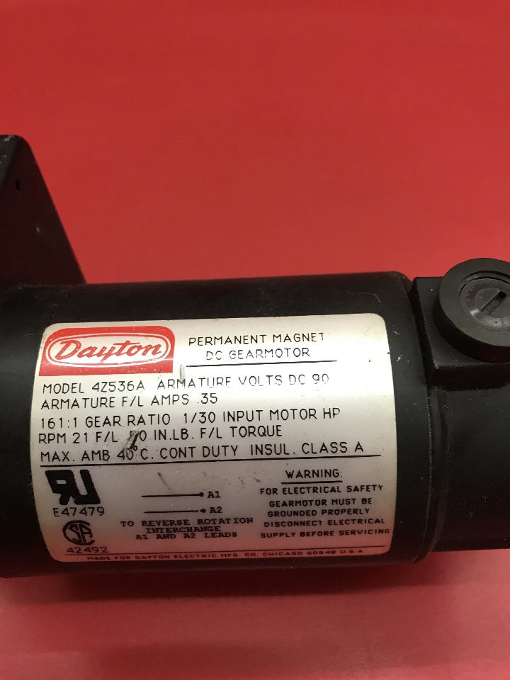 Dayton/ Permanent DC Gearmotor, Model 4Z536A Daves Industrial Surplus LLC