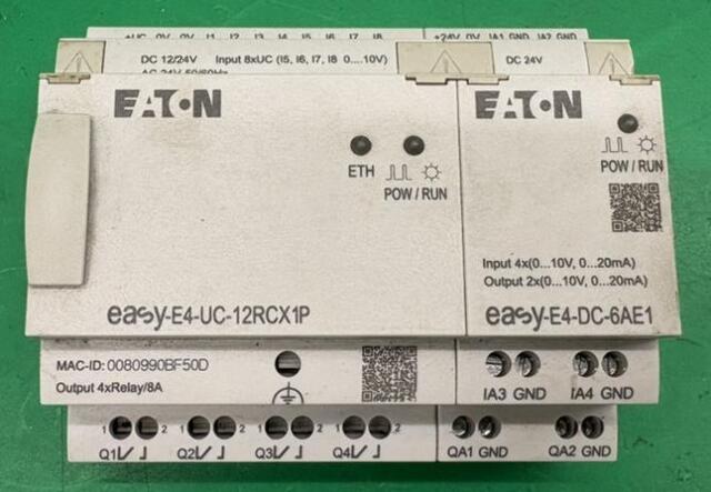 Eaton Easy E4-UC-12RCX1P Control Relay With Easy-E4-DC-6AE1 12/24 VDC 24 VAC