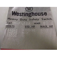 WESTINGHOUSE RHFN322 60A 240V SAFETY SWITCH (used) #2