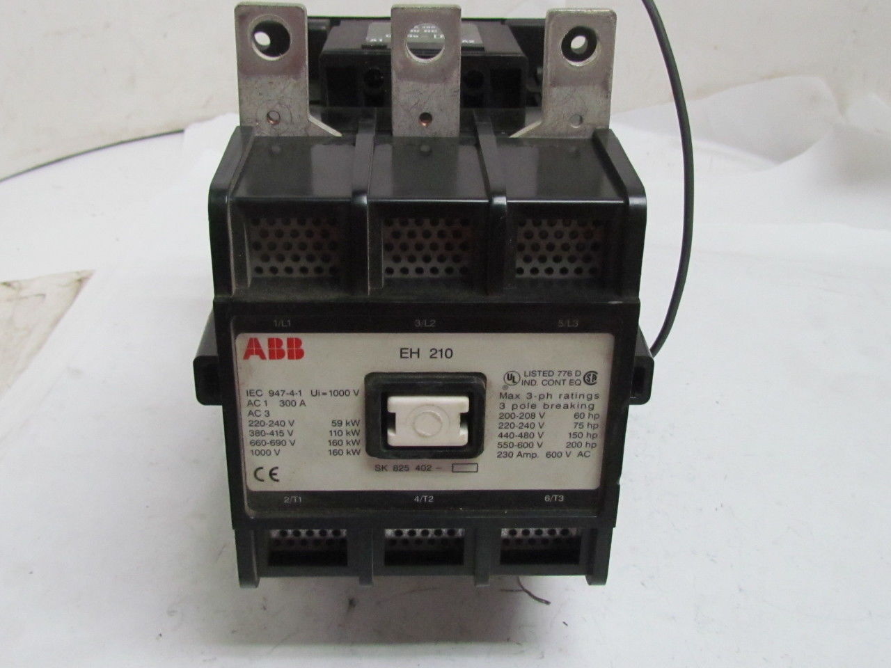 ABB EH210C-YZL EH-210 SK-825-402 Contactor 24V DC Coil 3 Pole 600VAC