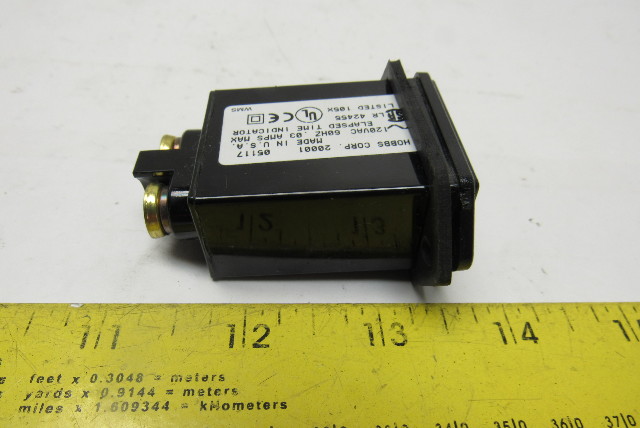 Hobbs Hour Meter W//Gasket 120V 60Hz 0.03A