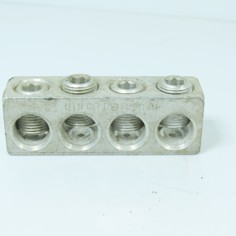 UTILCO PED 250 RH 4-Port Aluminum Power Distribution Lug Block 250 MCM-6 AL-CU UTILCO PED 250 RH 4-Port Aluminum Power Distribution Lug Block 250 MCM-6 AL-CU