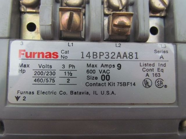 Furnas 14BP32AA Motor Starter Contactor Size 00 Contaact Kit 75BF14