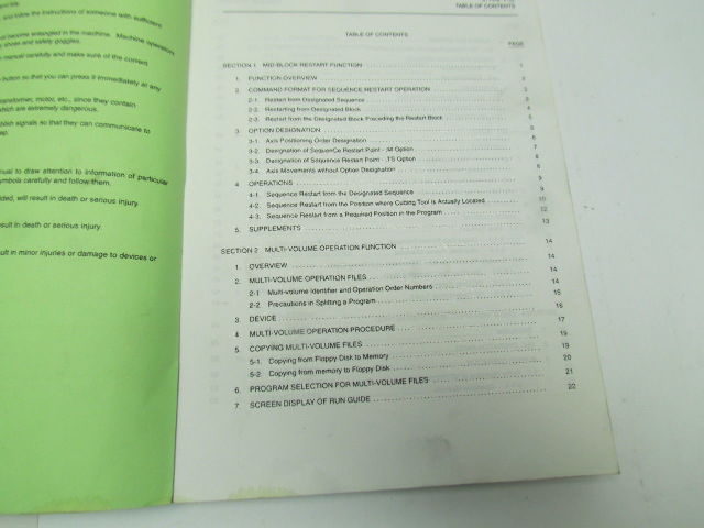 Okuma Cnc Systems Special Functions Manual No.2 Osp7000M /& Osp700M Used