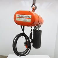 CM Model L 1 Ton 2000Lbs Electric Chain Hoist 15' Lift 115V 1Ph 1Hp 16FPM Tested