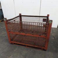 54" x 50" x 40" T Stackable Steel Wire Drop Down Access Rigid Storage Basket