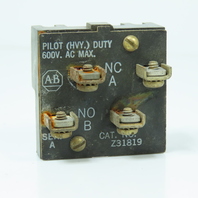 Allen Bradley 800H-Z31819 Pilot Duty Contact Block600VAC Max
