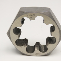 Widell 2-1/4"-12 Hex Thread Cutting Die HSS 3-1/2" Across Flats