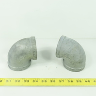 Ward 2" X 2" NPT Malleable Iron Pipe Fitting Elbow 90° Lot Of 2