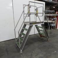Stainless Steel Crossover Stairway Platform Catwalk Bridge 49.5 x 75.5" W/ Doors