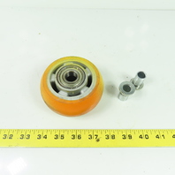 100mm OD x 49mm W Polyurethane Over Aluminum Solid Wheel Caster 17mm Bore