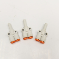 SMC 1/4" Push To Connect Male x Female Splitter Wye Y Fitting Lot Of 3