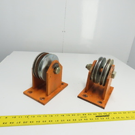 Heavy Duty Steel Rope Wire Pulley 6" OD 8-3/4" Tall Lot Of 2