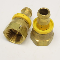 1/2" Hose ID Brass Hose Barb x 5/8" JIC 37° Female Swivel (7/8-14) Lot Of 2