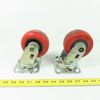 4" OD x 2" Swivel Top Mount Rubber Caster 5-1/2" Tall Lot Of 2