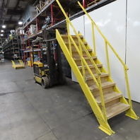 Industrial 9-Step Steel Stairs Ladder 36" Wide Step 83" H Top Step 9" Risers