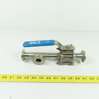 VNE 823525-100 1" 3-Way Sanitary Ball Valve 316L Stainless 1000 WOG