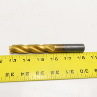 21/32" Dia. TiN Coated Carbide 3 Flute Twist Drill 5-3/4" OAL Resharp