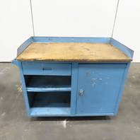 Industrial Rolling Workstation Cabinet W/ Drawer and Locking Storage 42"x24" Top