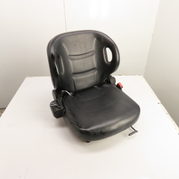 Black Universal Forklift Seat W/ Retractable Seatbelt & Slides, Adjustable Back