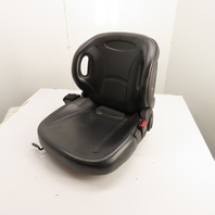 Black Universal Forklift Seat W/ Retractable Seatbelt & Slides, Adjustable Back
