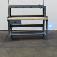 60" x 30" Butcher Block Top Industrial Work Desk W/ Riser Electric and Drawer