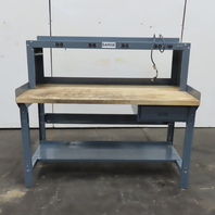 60" x 30" Butcher Block Top Industrial Work Desk W/ Riser Electric and Drawer