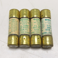 Economy Fuse ECN 1-1/4 1-1/4A 250V Time-Delay Dual-Element Fuse Lot of 4