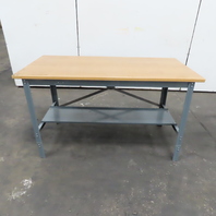 30" x 60" Wood Top Steel Work Station Table Desk W/ Shelf 34" Tall