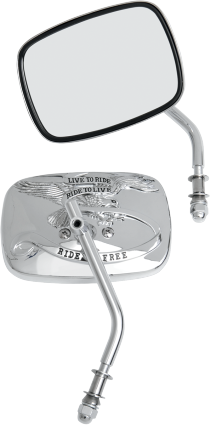 Drag Specialties Chrome Live To Ride Custom Mirror Set For Harley – Left & Right, Rectangular Glass