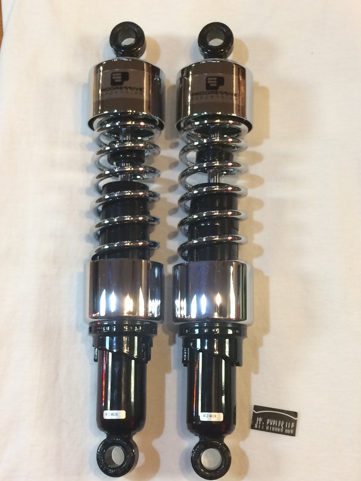 Progressive 412 Series 11.5" Heavy Duty Chrome Rear Shocks 0619 Harley