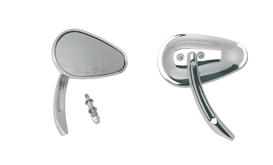 Drag Specialties Chrome Teardrop Screw in Motorcycle Handlebar Mirrors