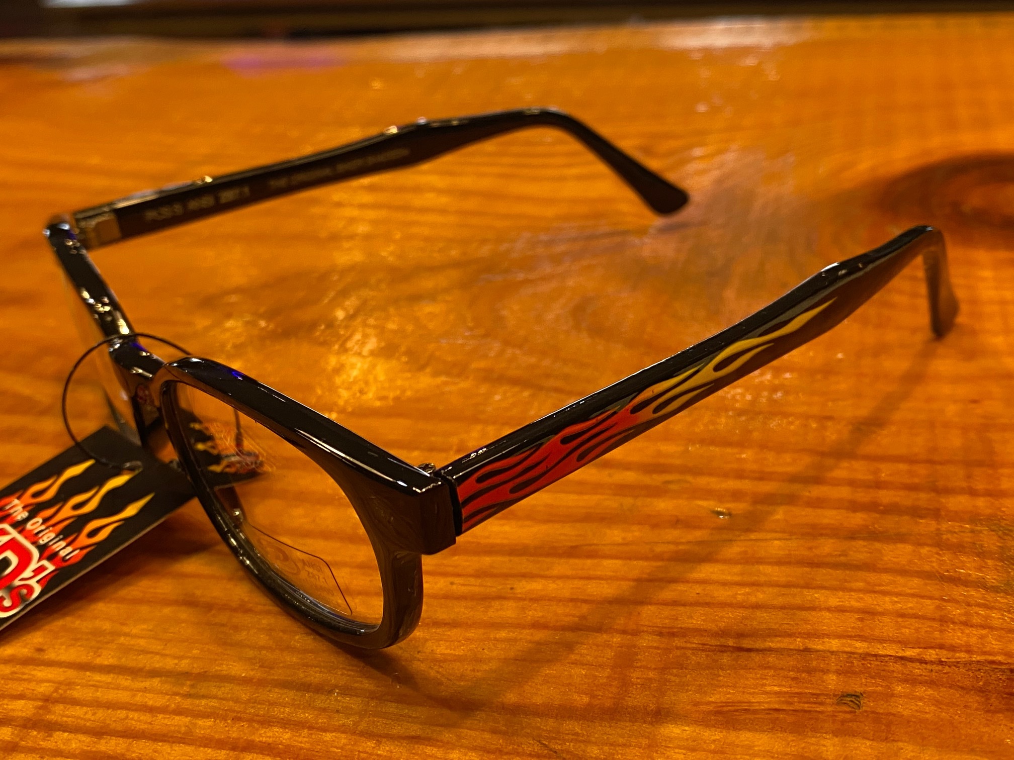 KD's Original 1 Pair Flame Clear Lens Old School Biker Sunglasses 3015 JT's CYCLES