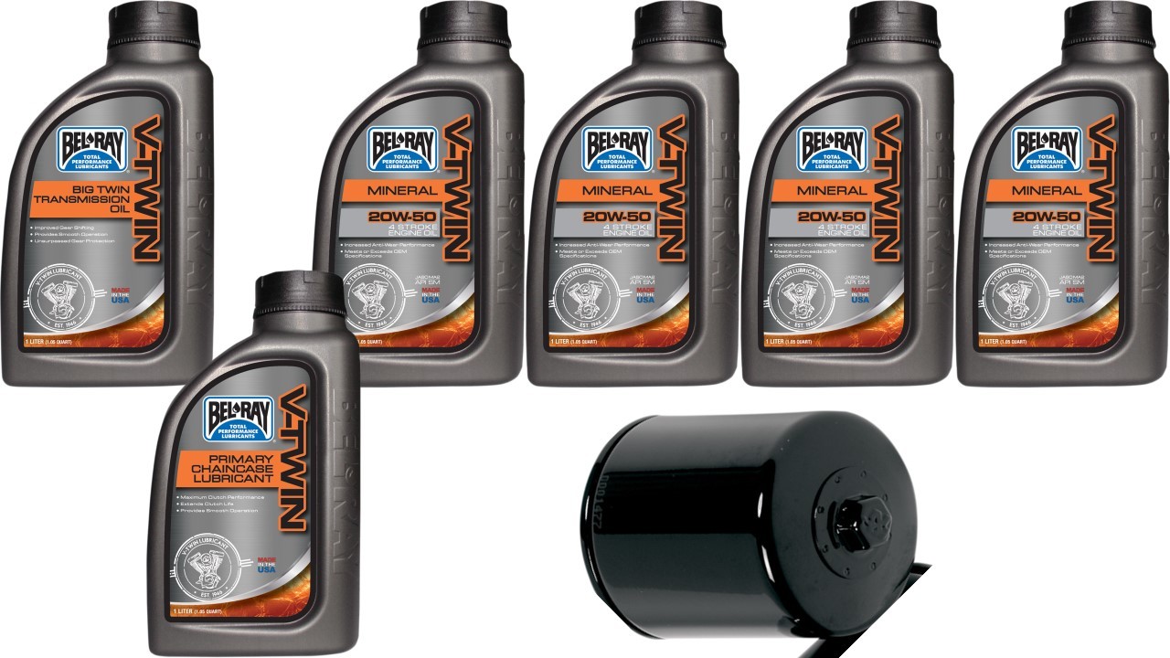 Bel Ray Oil Change Kit & Black Filter for 99-19 Harley Touring FLHR