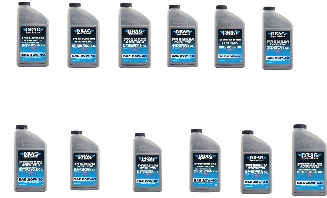 Drag Specialties 12qt Synthetic Base Case 20W40 Motorcycle Engine Oil