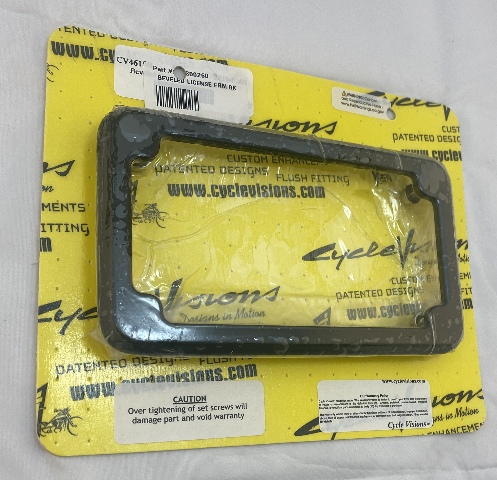 Cycle Visions Black License Plate Frame With Blind Holes & Hardware for Harley