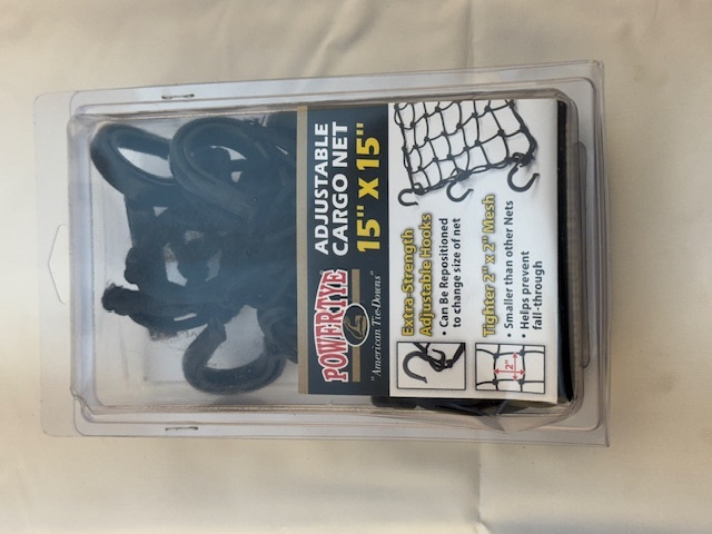 Powertye Black 15"x15" Universal Motorcycle Luggage Storage Cargo Net